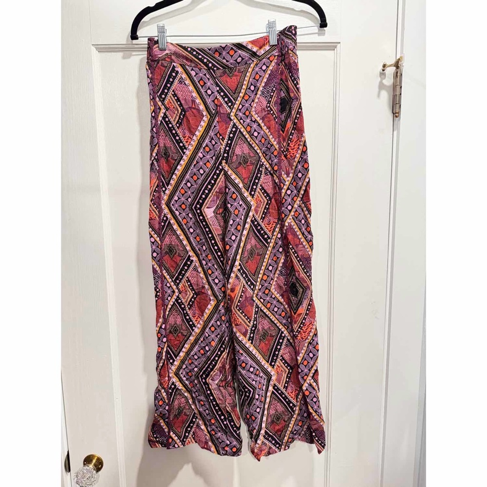 Anthropologie Layla Wide Leg Pull On Pants Size 4 Purple Boho Beachy Summer Crop - Picture 2 of 11